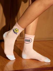LOONEY TUNES X SHEIN Letter Graphic Crew Socks - Multicolor - View 1