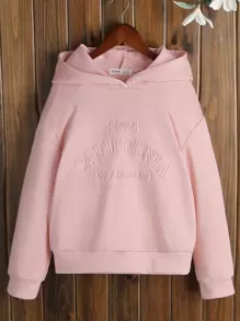 Tween Girl Letter Textured Drop Shoulder Sweatshirt - Baby Pink - View 1