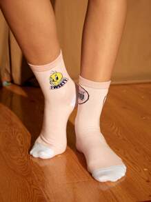 LOONEY TUNES X SHEIN Letter Graphic Crew Socks - Multicolor - View 4