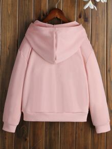 Tween Girl Letter Textured Drop Shoulder Sweatshirt - Baby Pink - View 2