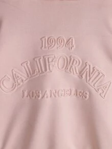 Tween Girl Letter Textured Drop Shoulder Sweatshirt - Baby Pink - View 3