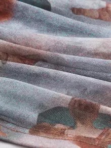 SHEIN MOD Retro Vintage Summer Figure Print Ruched Detail Tube Top - Multicolor - View 3