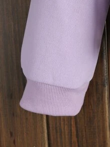 Girls Letter Textured Drop Shoulder Hoodie & Joggers - Purple - View 4