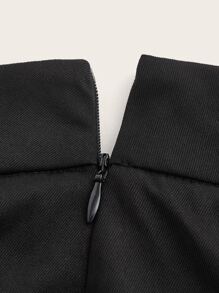 ROMWE PUNK Falda bajo con abertura con diseño de diamante de imitación - Negro - Ver 3