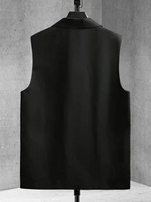 Manfinity Hypemode Men Lapel Collar Single Breasted Waistcoat - Black - View 2