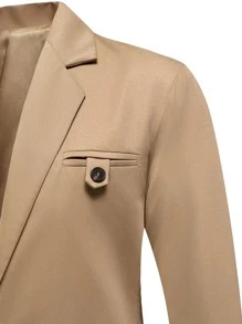 Manfinity Mode Men Solid Single Button Blazer & Suit Trousers - Khaki - View 5