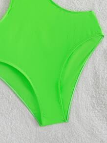 SHEIN Swim Two Tone Cut Out Waist One Piece Swimsuit - Multicolor - View 4