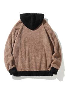Manfinity Men Colour Block Drawstring Thermal Hoodie - Mocha Brown - View 2