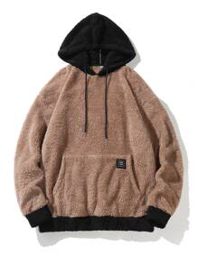 Manfinity Men Colour Block Drawstring Thermal Hoodie - Mocha Brown - View 5