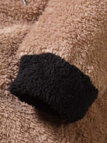 Manfinity Men Colour Block Drawstring Thermal Hoodie - Mocha Brown - View 6