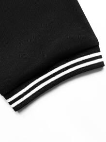 Manfinity Homme Men Striped Trim Polo Shirt - Black - View 4