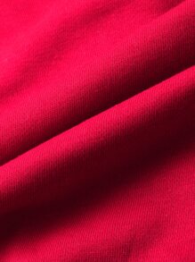 SHEIN Tween女孩雙色蝴蝶印花連帽衫和運動長褲 - 紅白色 - 查看 7