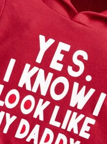 SHEIN Baby Slogan Graphic Hoodie & Joggers - Burgundy - View 3