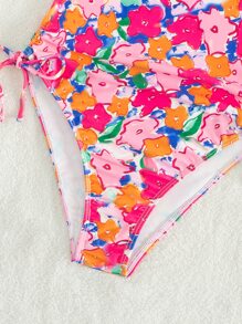 Swim Mod 印花側抽繩連體泳衣 - 彩色 - 查看 3