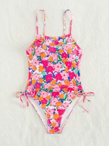 Swim Mod 印花側抽繩連體泳衣 - 彩色 - 查看 4