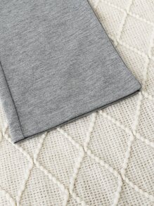 Girls Striped Print Letter Patched Cold Shoulder Tee & Joggers - Multicolor - View 3