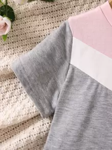 Toddler Girls Colourblock Chevron Print Dress - Light Grey - View 4