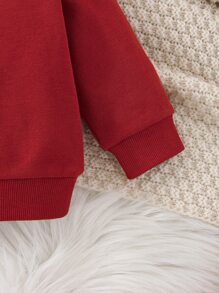 Baby Boy Solid Round Neck Sweatshirt - Burgundy - View 3