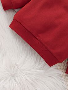 Baby Boy Solid Round Neck Sweatshirt - Burgundy - View 4