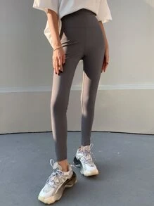 DAZY Wide Waistband Solid Leggings Fall Tights