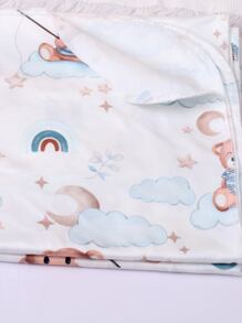 SHEIN Newborn Baby Boy Photography Cartoon Graphic Blanket & Hat Prop