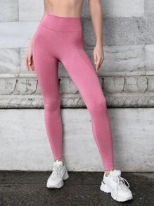 Easithlete Seamless Softness Sports Leggings Spandex - Pink - View 5