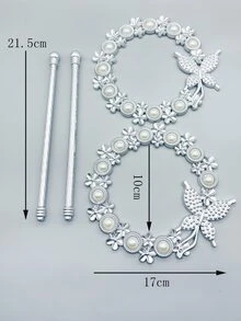 2pcs Butterfly & Faux Pearl Decor Curtain Holdback - Silver - View 3