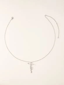 Letter Pendant Necklace - Silver - View 2