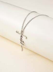 Letter Pendant Necklace - Silver - View 3
