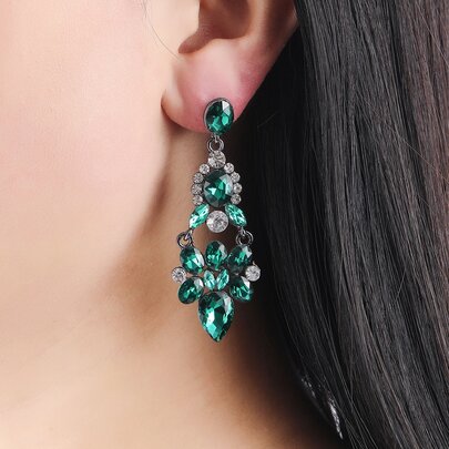Rhinestone Decor Drop Earrings