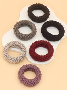6入組實色簡約髮圈 - 彩色 - 查看 1