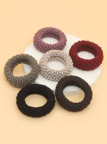 6入組實色簡約髮圈 - 彩色 - 查看 2