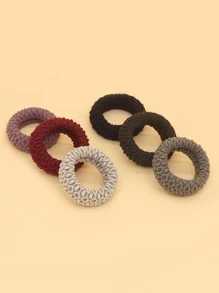6入組實色簡約髮圈 - 彩色 - 查看 3