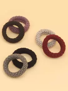 6入組實色簡約髮圈 - 彩色 - 查看 6