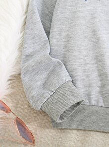Girls Letter Graphic Mock Neck Sweatshirt - Grey - View 5