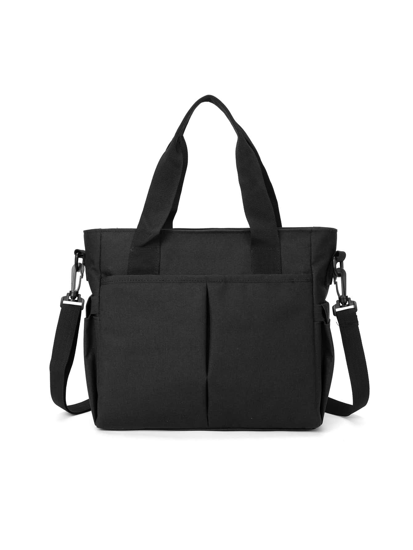 1 件婴儿纯色新款尼龙时尚旅行大容量多功能妈咪包、单肩包、手提包、斜挎包，可挂在婴儿车上，适合日常旅行 - 黑色 - 查看 1