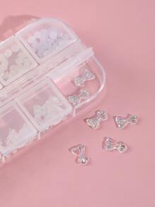 1 盒 3D 蝴蝶和人造珍珠美甲装饰 DIY 指甲饰品 指甲宝石 美甲用品 - 彩色 - 查看 3