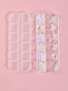 1 盒 3D 蝴蝶和人造珍珠美甲装饰 DIY 指甲饰品 指甲宝石 美甲用品 - 彩色 - 查看 4