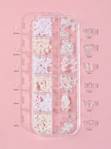 1 盒 3D 蝴蝶和人造珍珠美甲装饰 DIY 指甲饰品 指甲宝石 美甲用品 - 彩色 - 查看 5