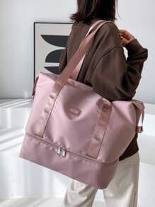 Patch Detail Duffel Bag - Pink - View 2
