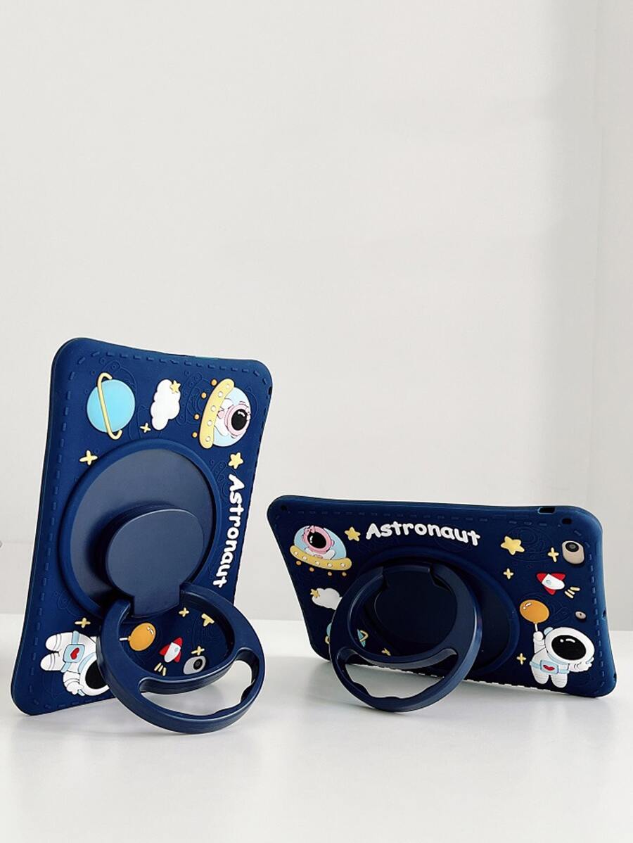 卡通宇航員圖案保護套適用於iPad - 藏蓝色 - 查看 1