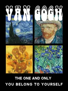 SHEIN EZwear Oil Painting & Slogan Graphic Drawstring Thermal Lined Hoodie Graduation,Back To School Outfits,Graduation,Teacher Outfits For Women,Back To School Pullover Fall Outfit - Black - View 5