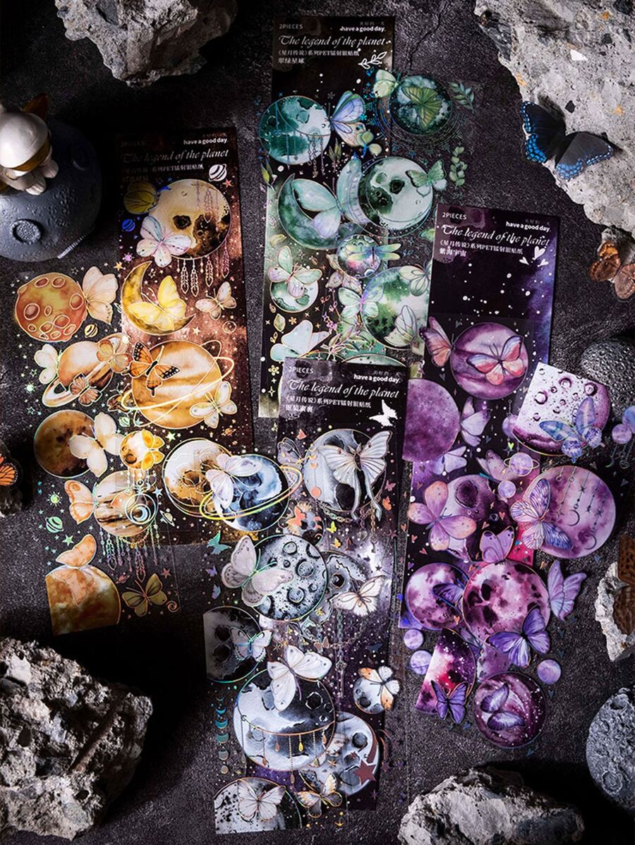 have a good day 2 miếng dán hình mặt trăng và bướm ngẫu nhiên - Nhiều màu - Xem 1