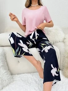 Floral Print PJ Set - Multicolor - View 4