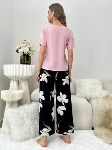 Floral Print PJ Set - Multicolor - View 2