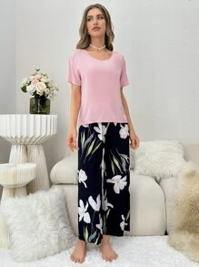 Floral Print PJ Set - Multicolor - View 6