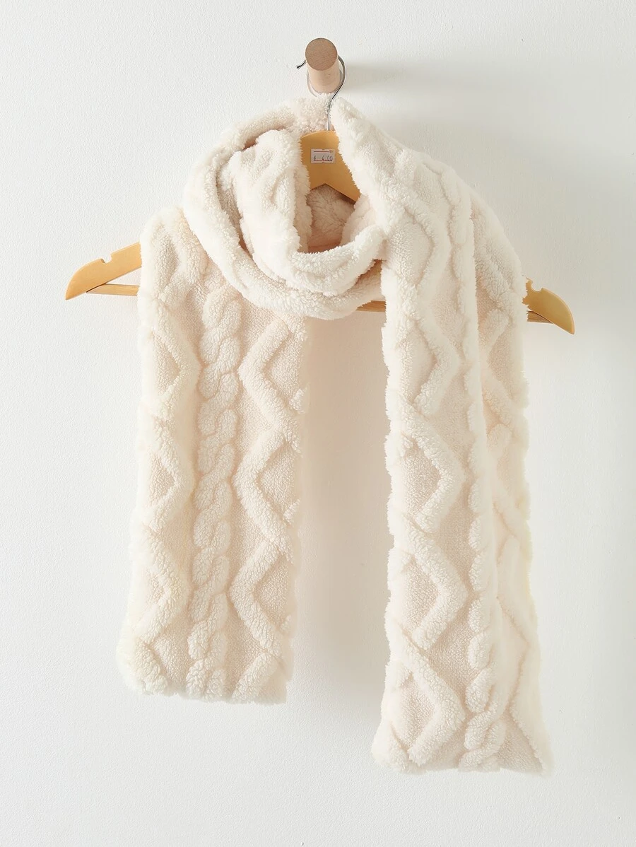 Cute 1pc Embossed Plush Scarf For Daily Women Accessories Women Winter Fall