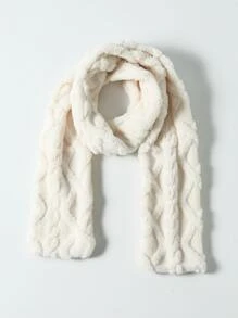 Cute 1pc Embossed Plush Scarf For Daily Women Accessories Women Winter Fall