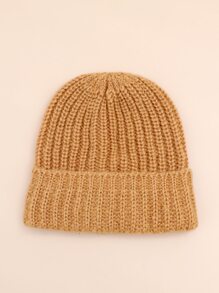 Solid Cuff Beanie - Coral Orange - View 1