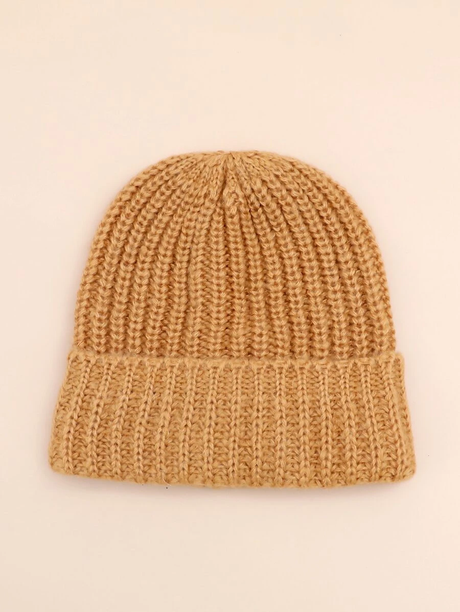 Solid Cuff Beanie - Coral Orange - View 1